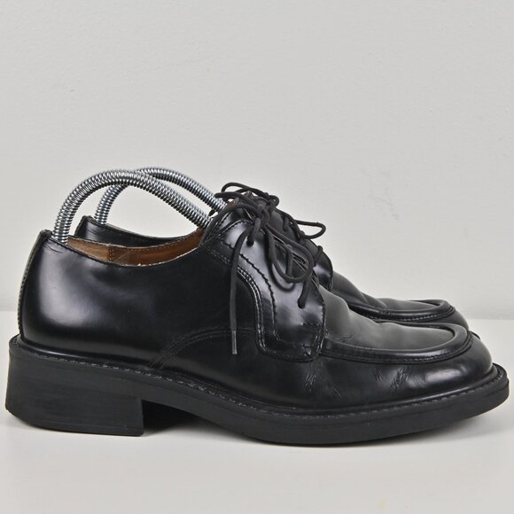 Giorgio Brutini Handcrafted Black Leather Apron Toe Derbies US 8 UK 7 Made Italy - Picture 7 of 16